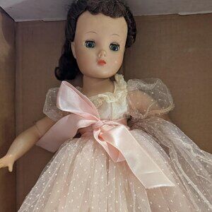 Vintage hard plastic doll "Elise" by Madame Alexander in pink formal gown
